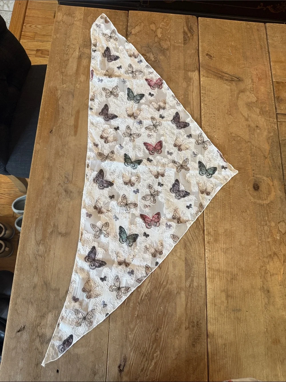 White Butterfly Lace Hair Curtain Drappe - Multicolor Butterflies